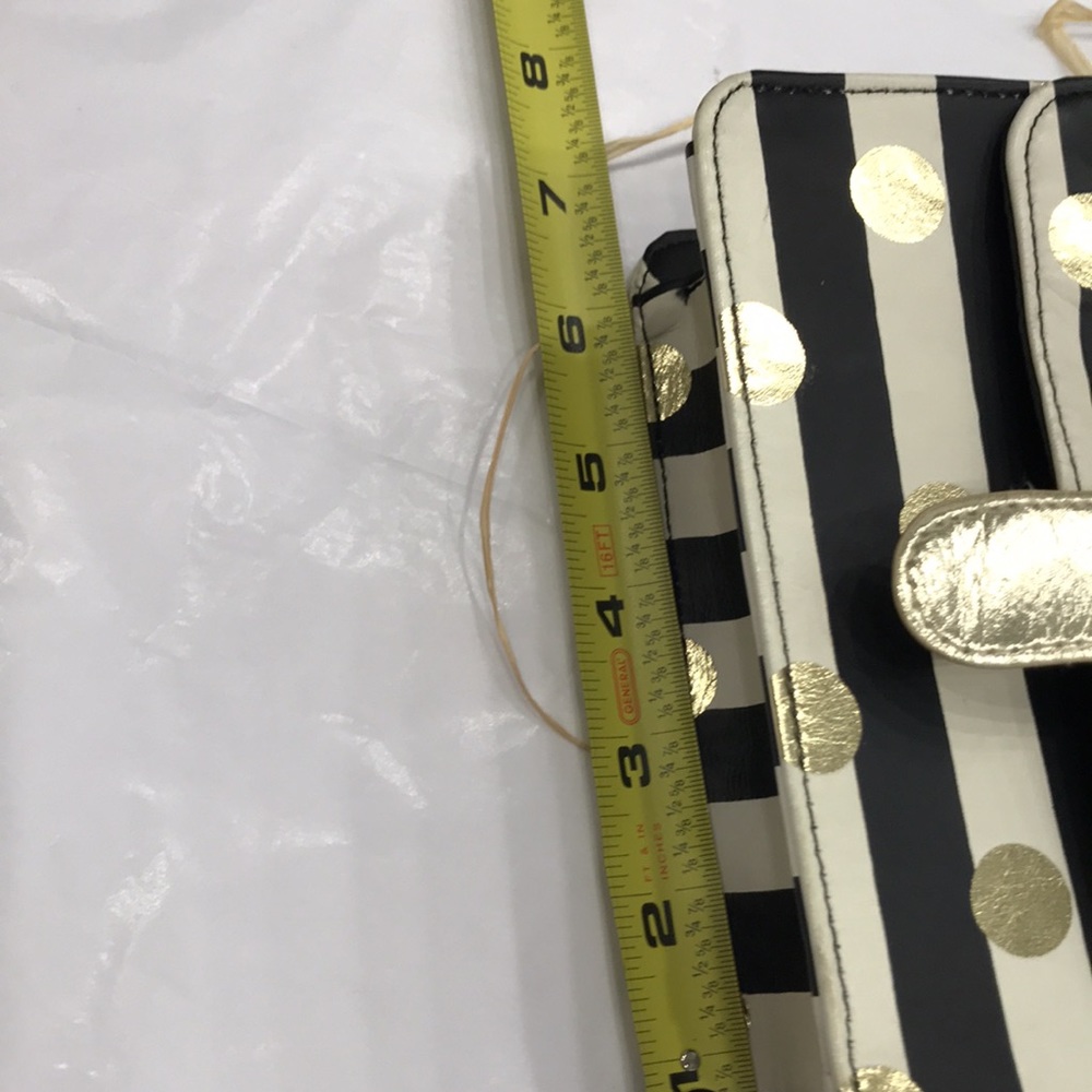 KIDS PURSE w black/beige stripes w gold dots & golden strap. Cute for holiday 💋 - Picture 7 of 8